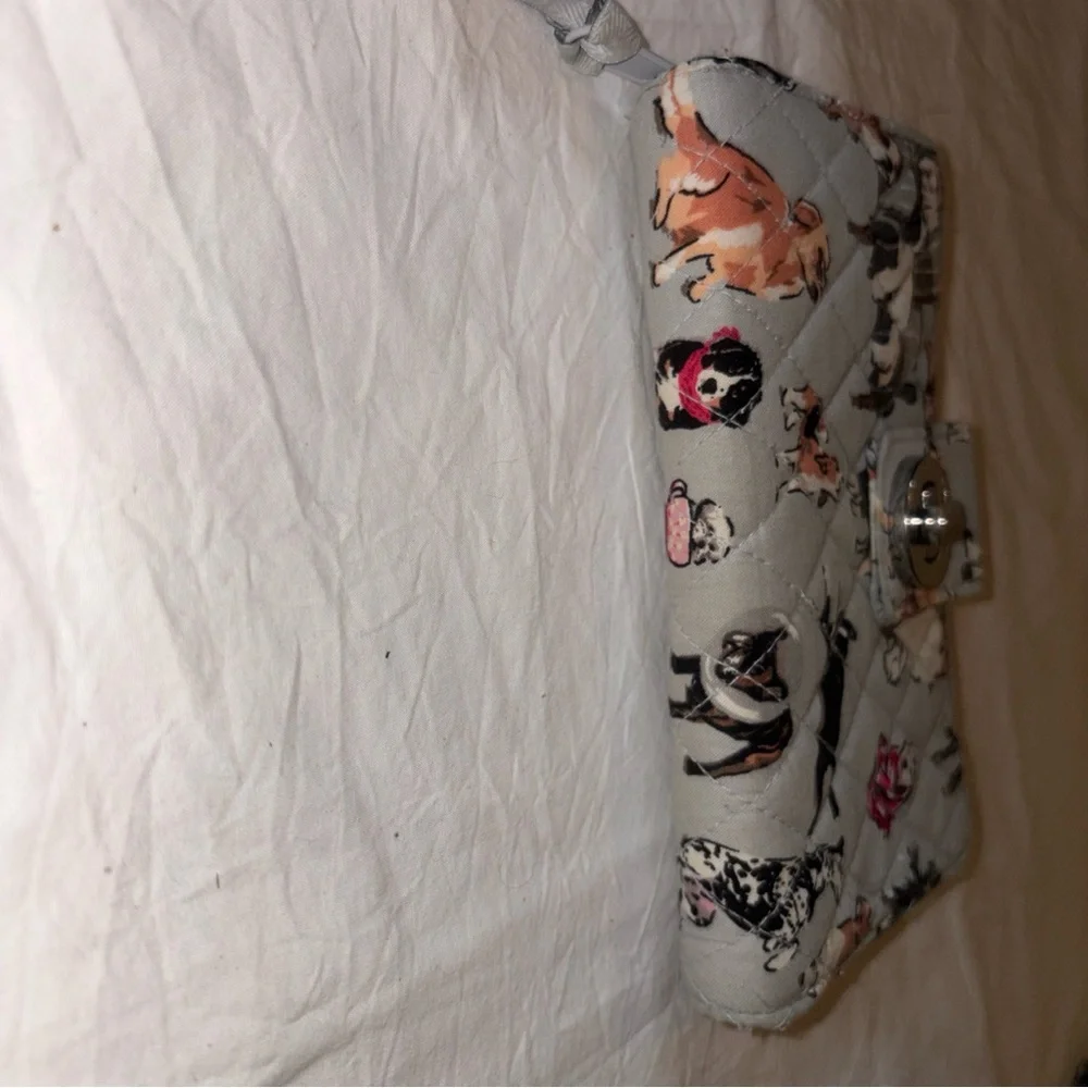Quilted Dog Print Zipper Wallet – Gray